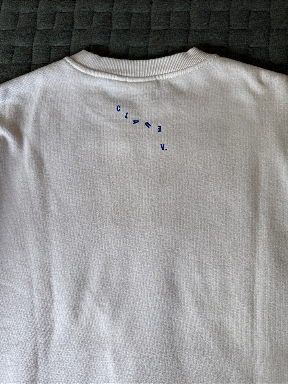 CLARE V. Le Vibe oversized sweatshirt in Cream & Blue, Size L - Picture 6 of 9